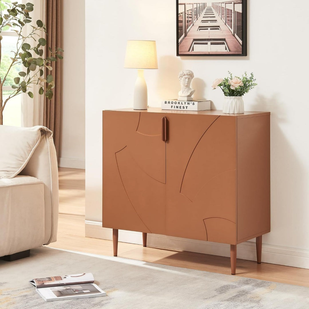 Enfilade beige 76 cm, a 2 portes design moderne en bois ingenierie