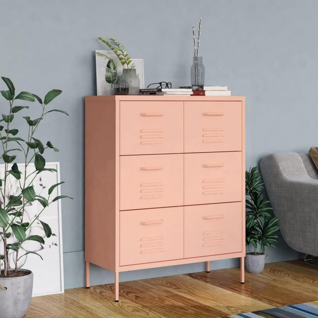 Commode rose avec 6 tiroirs