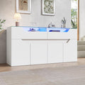 Buffet gris clair, contemporain, rangement interieur optimise