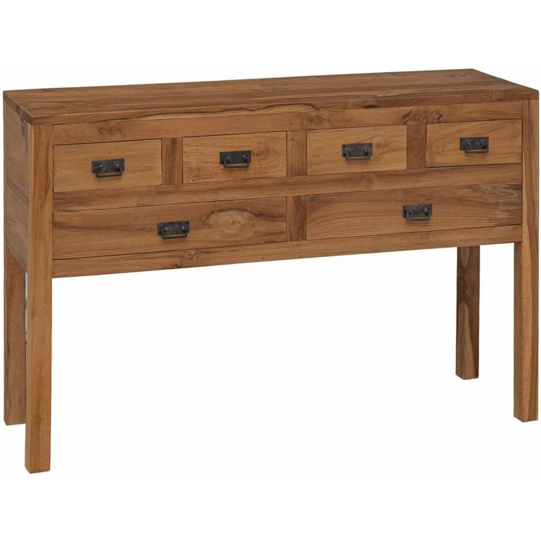 Credence marron bois massif 110 cm, rangement finition rustique