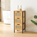 Commode gris clair rotin tresse 30 cm, rangement esprit fermier