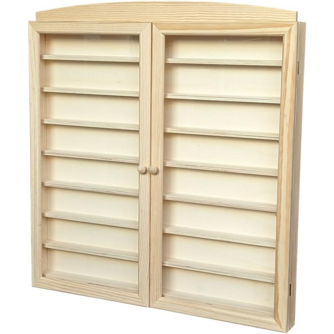 Armoire en bois 8 niches creme a portes vitrees