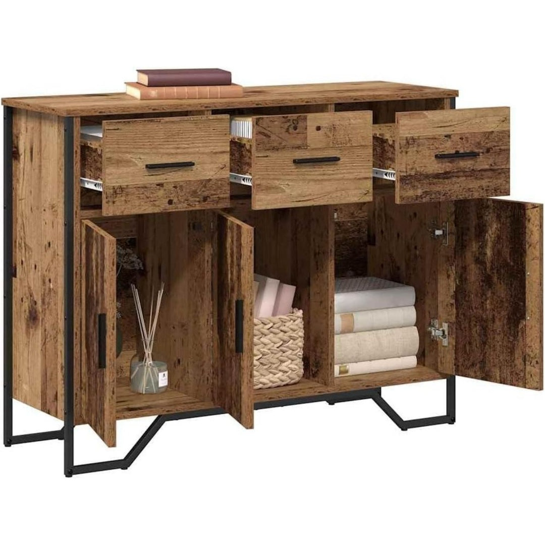 Buffet avec 3 tiroirs et 3 portes marron en bois