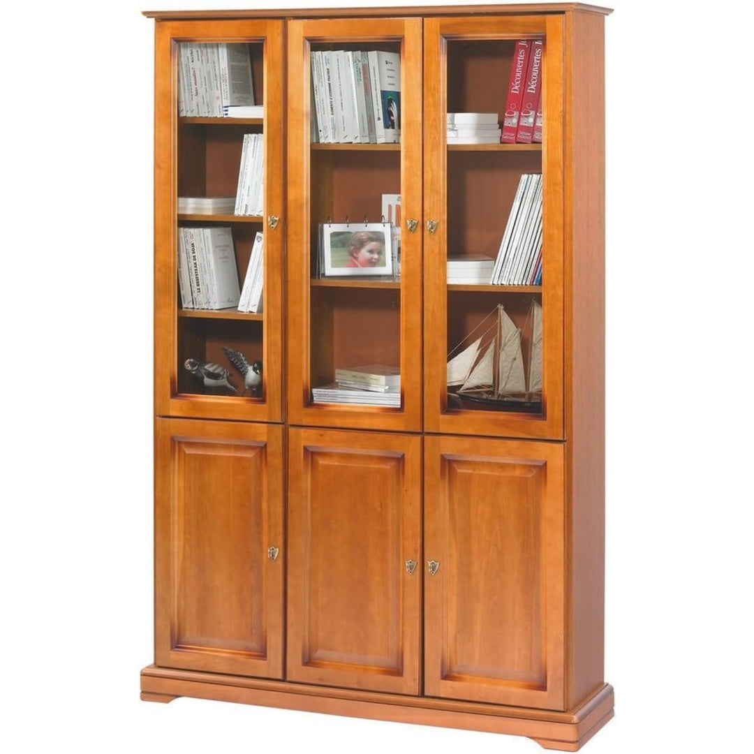 Bibliotheque orange avec 6 portes, esprit naturel