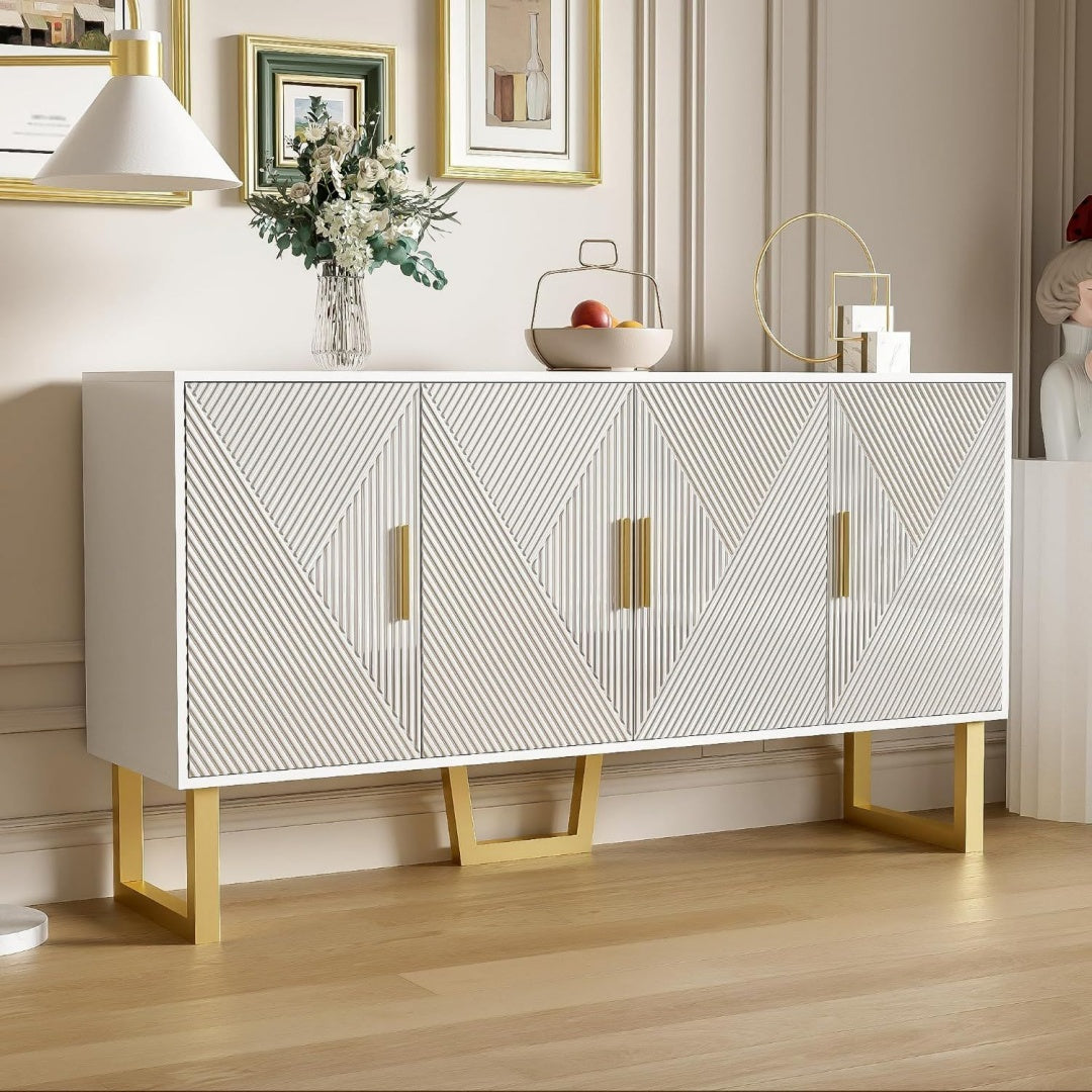 Design buffet avec des etageres reglables en hauteur et 4 portes