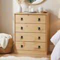 Chiffonnier rangement beige 4 tiroirs rustique