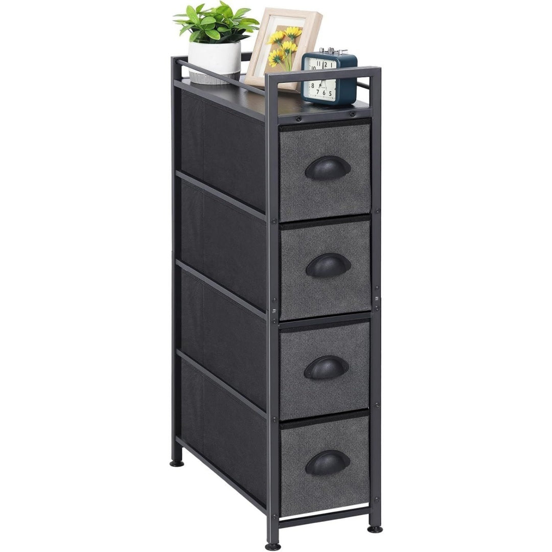 Commode rangement gris fonce 4 tiroirs minimaliste