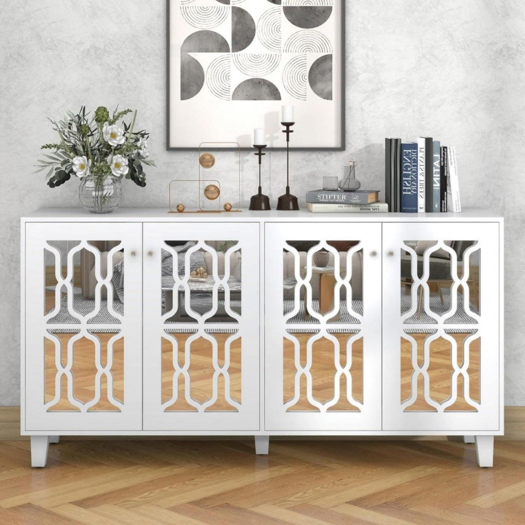 En bois massif buffet gris clair avec 4 portes